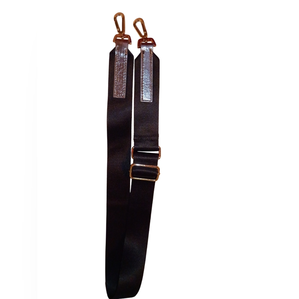 Black Adjustable Strap with Silver Accents And Gold Buckles